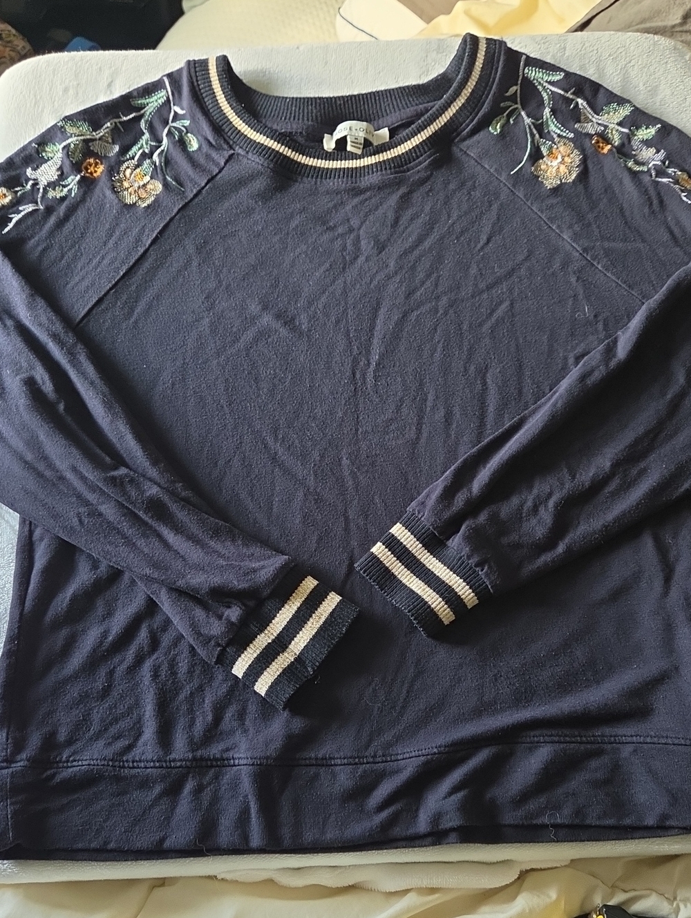 Navy Embroidered Crewneck Sweater - Brand Unspecified